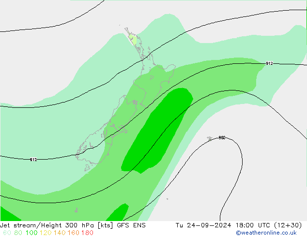 Jet stream/Height 300 hPa GFS ENS Tu 24.09.2024 18 UTC