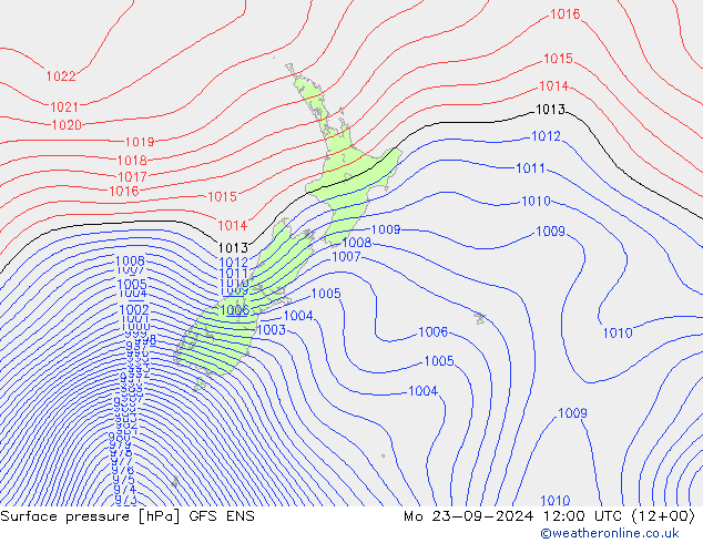 Surface pressure GFS ENS Mo 23.09.2024 12 UTC