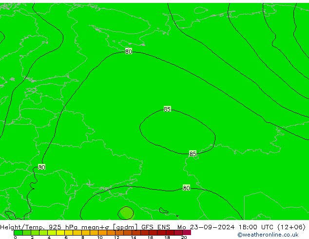 Geop./Temp. 925 hPa GFS ENS lun 23.09.2024 18 UTC