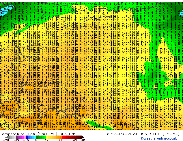 Maksimum Değer (2m) GFS ENS Cu 27.09.2024 00 UTC