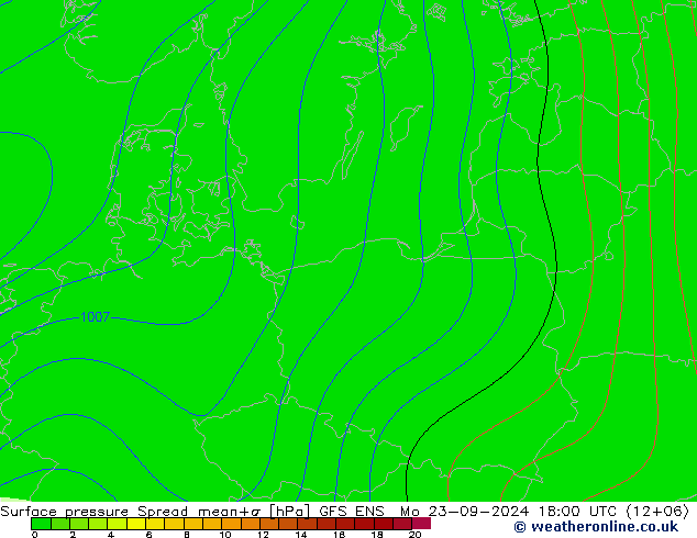 Presión superficial Spread GFS ENS lun 23.09.2024 18 UTC