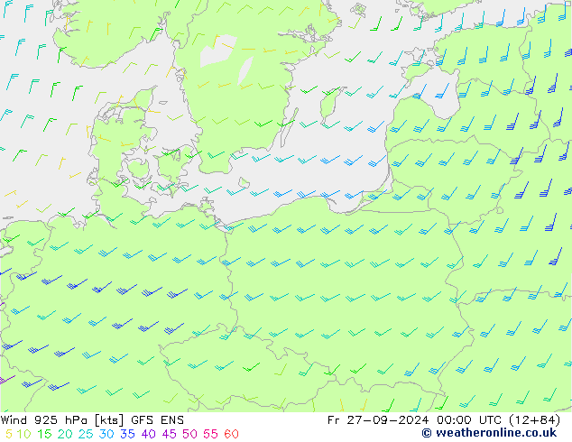 Rüzgar 925 hPa GFS ENS Cu 27.09.2024 00 UTC