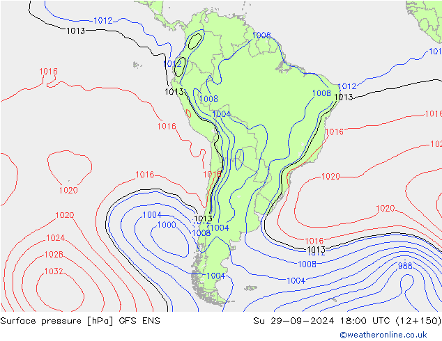 Atmosférický tlak GFS ENS Ne 29.09.2024 18 UTC