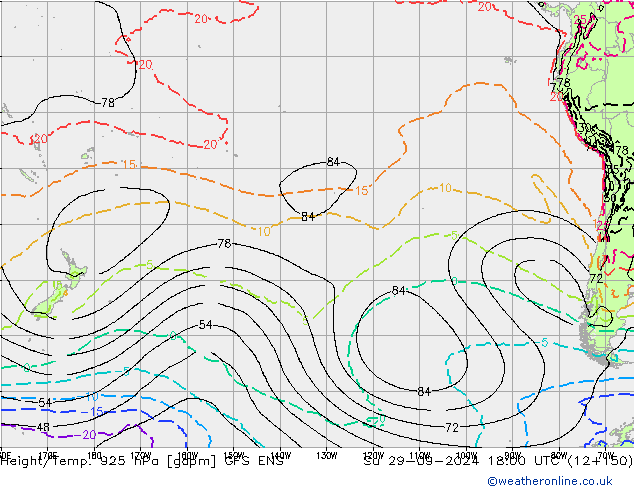 Height/Temp. 925 hPa GFS ENS So 29.09.2024 18 UTC