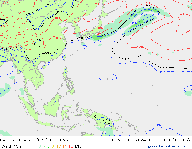 High wind areas GFS ENS lun 23.09.2024 18 UTC