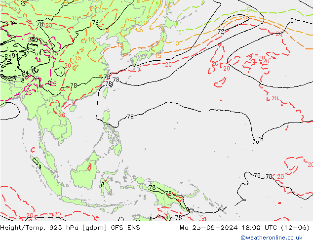 Height/Temp. 925 hPa GFS ENS lun 23.09.2024 18 UTC