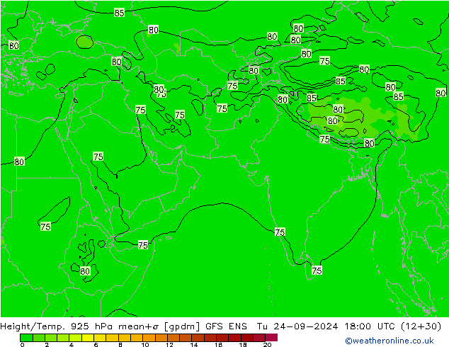 Height/Temp. 925 hPa GFS ENS Tu 24.09.2024 18 UTC