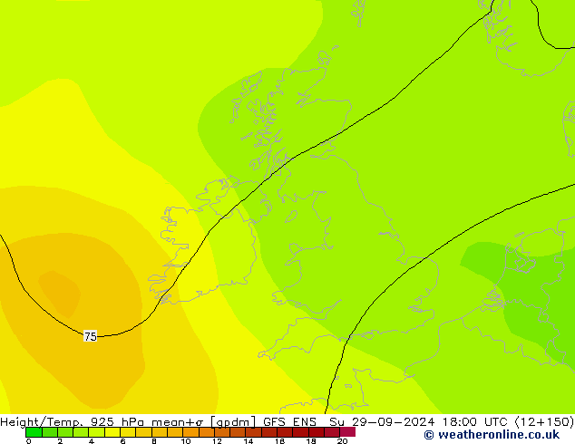 Height/Temp. 925 hPa GFS ENS Su 29.09.2024 18 UTC