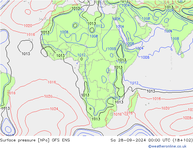 приземное давление GFS ENS сб 28.09.2024 00 UTC