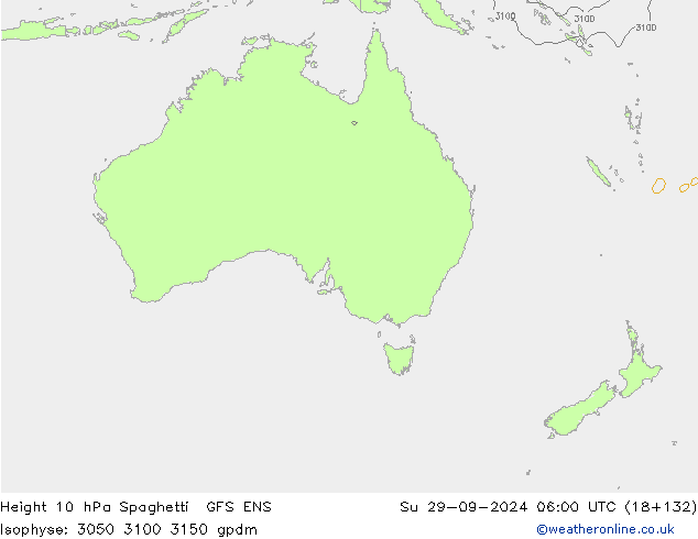 Hoogte 10 hPa Spaghetti GFS ENS zo 29.09.2024 06 UTC
