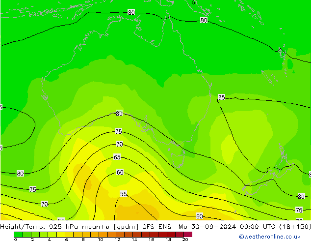 Géop./Temp. 925 hPa GFS ENS lun 30.09.2024 00 UTC