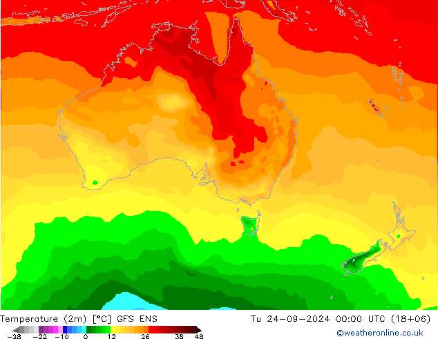 Temperature (2m) GFS ENS Tu 24.09.2024 00 UTC