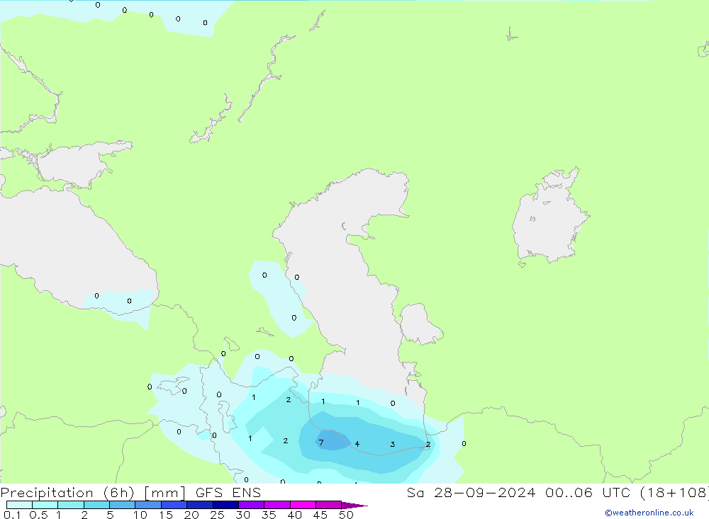 Precipitação (6h) GFS ENS Sáb 28.09.2024 06 UTC