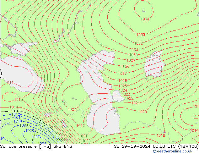 Presión superficial GFS ENS dom 29.09.2024 00 UTC