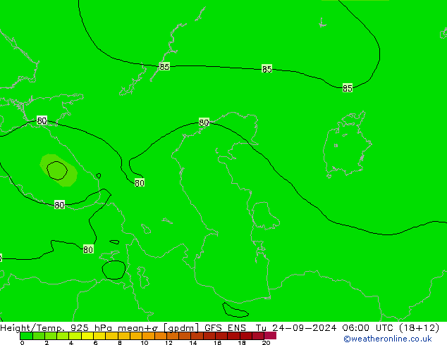 Yükseklik/Sıc. 925 hPa GFS ENS Sa 24.09.2024 06 UTC