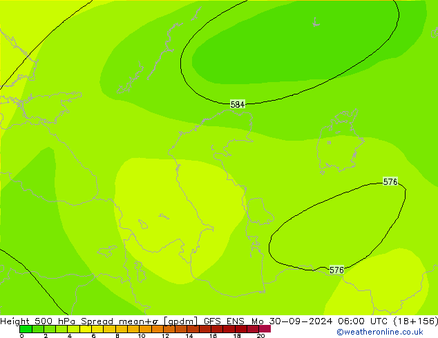 Height 500 hPa Spread GFS ENS Mo 30.09.2024 06 UTC