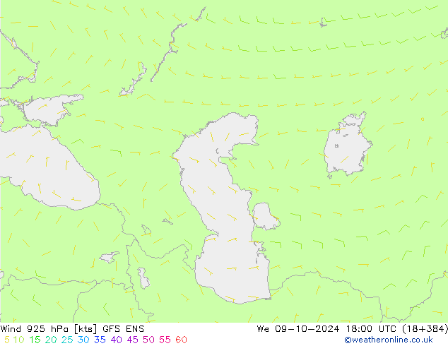 Wind 925 hPa GFS ENS St 09.10.2024 18 UTC