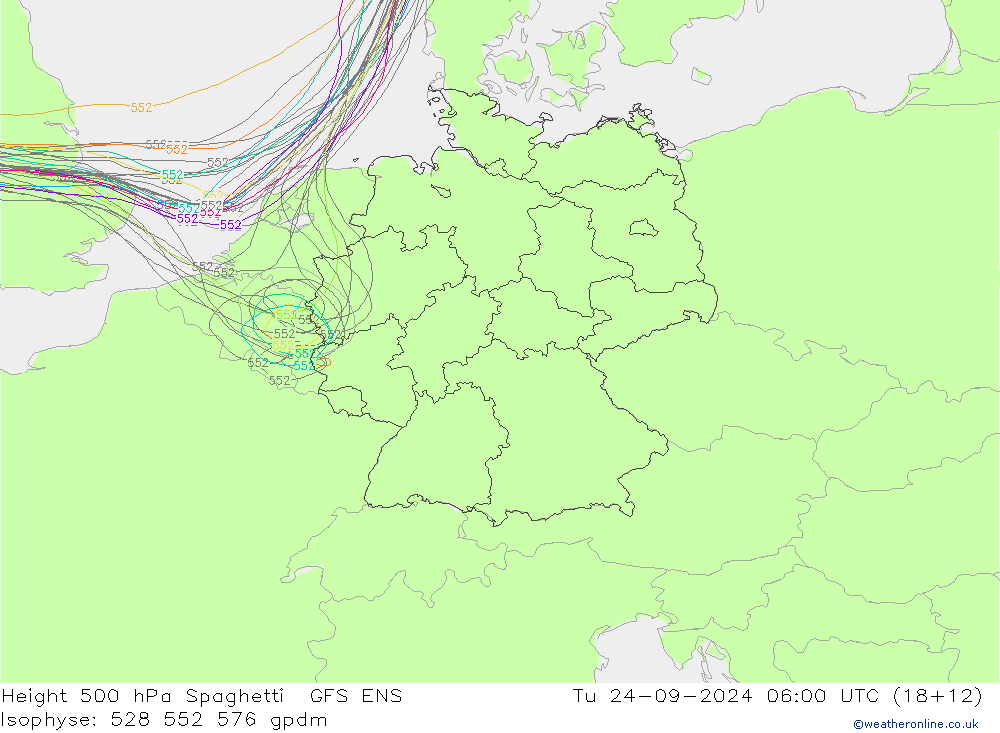 Height 500 hPa Spaghetti GFS ENS mar 24.09.2024 06 UTC