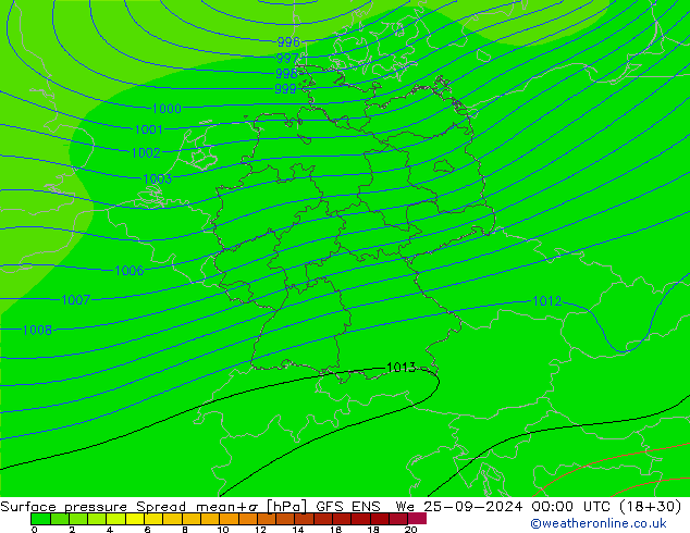 Bodendruck Spread GFS ENS Mi 25.09.2024 00 UTC