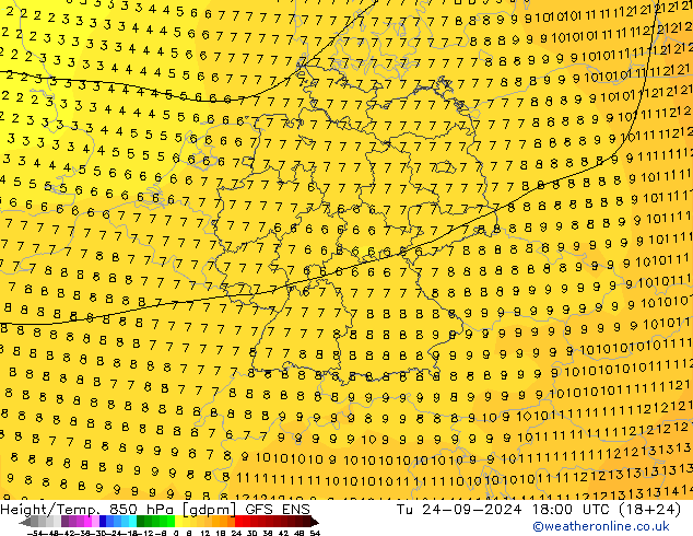 Height/Temp. 850 hPa GFS ENS Di 24.09.2024 18 UTC