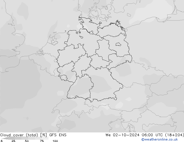 Nubi (totali) GFS ENS mer 02.10.2024 06 UTC