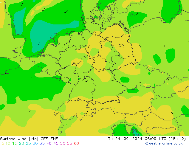 Surface wind GFS ENS Tu 24.09.2024 06 UTC