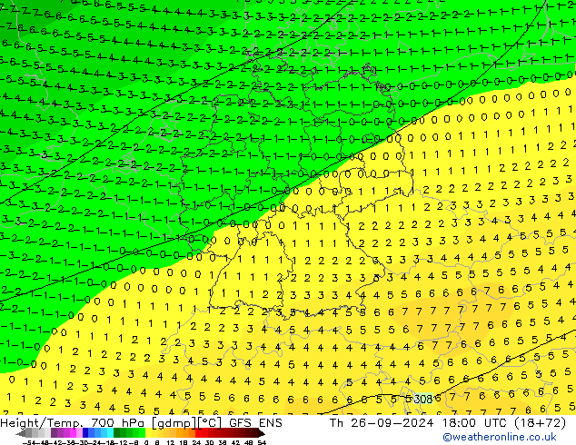 Géop./Temp. 700 hPa GFS ENS jeu 26.09.2024 18 UTC