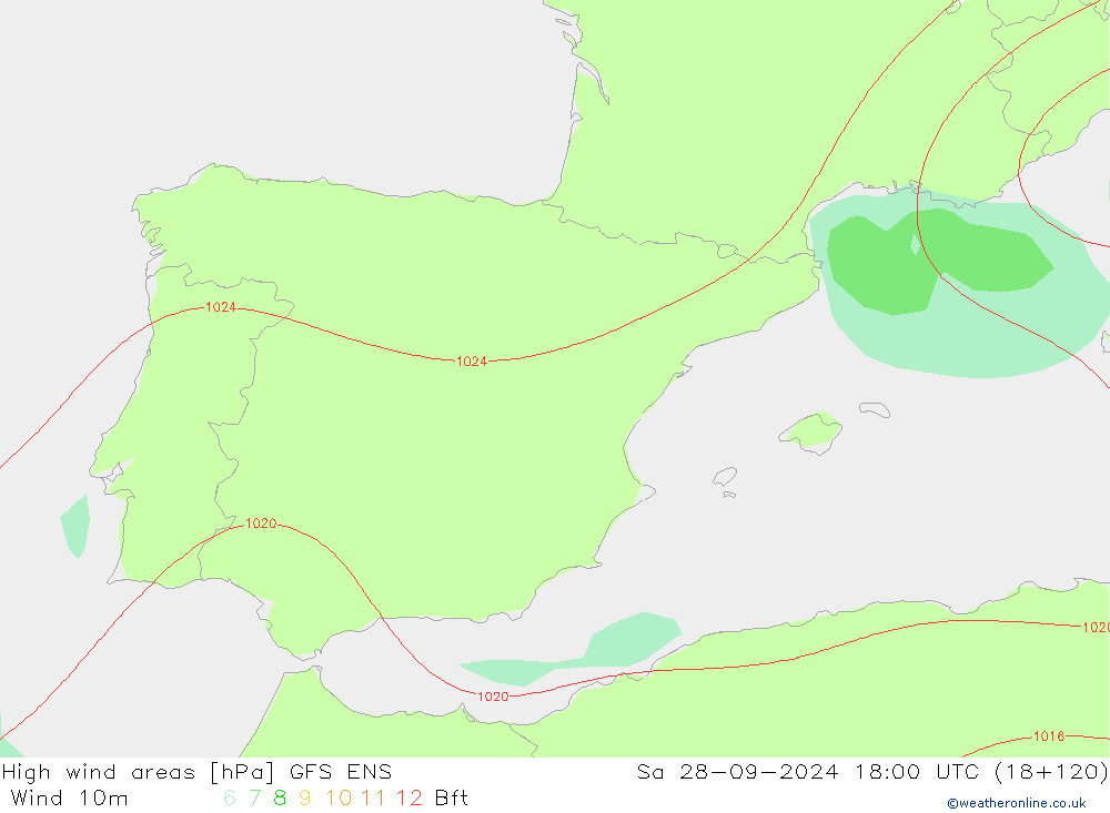 Izotacha GFS ENS so. 28.09.2024 18 UTC