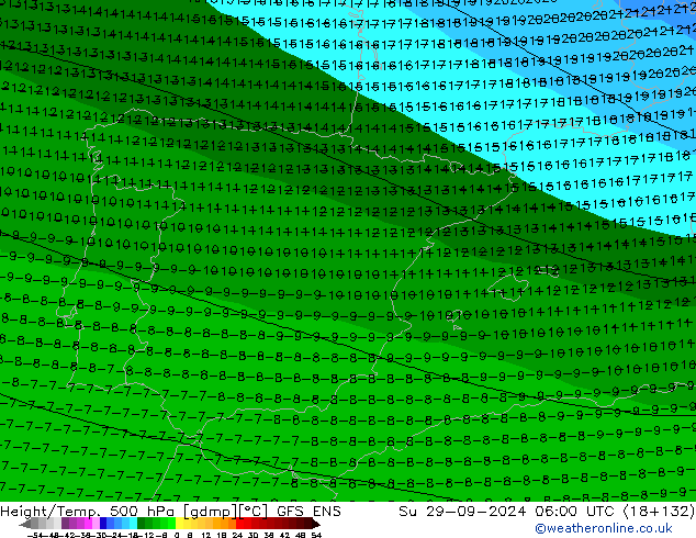 Hoogte/Temp. 500 hPa GFS ENS zo 29.09.2024 06 UTC