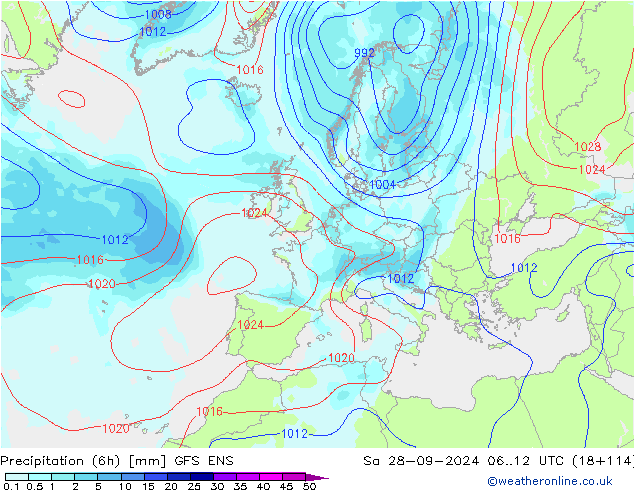 Précipitation (6h) GFS ENS sam 28.09.2024 12 UTC