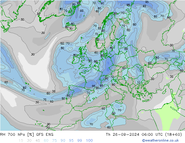 RH 700 hPa GFS ENS Th 26.09.2024 06 UTC