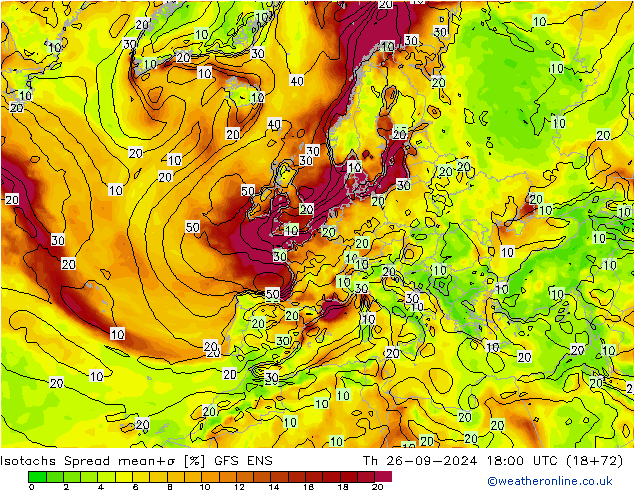 Isotachs Spread GFS ENS Th 26.09.2024 18 UTC