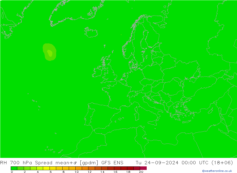 Humidité rel. 700 hPa Spread GFS ENS mar 24.09.2024 00 UTC