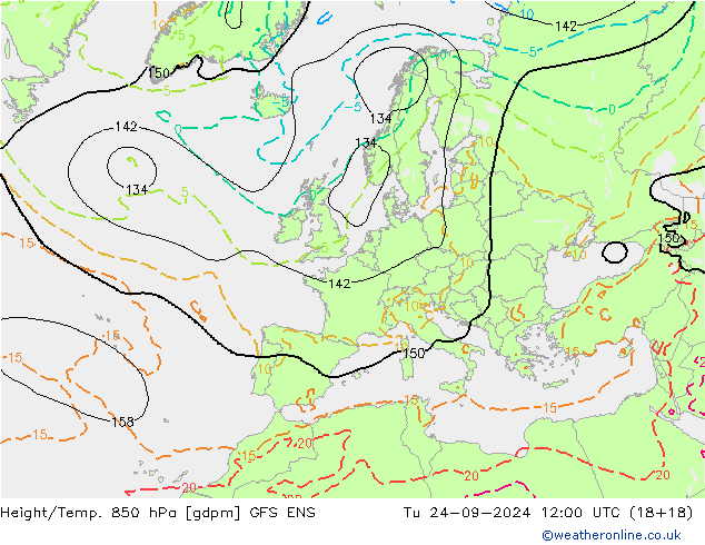 Height/Temp. 850 hPa GFS ENS  24.09.2024 12 UTC