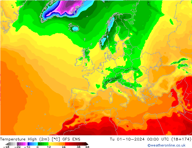 Max.  (2m) GFS ENS  01.10.2024 00 UTC