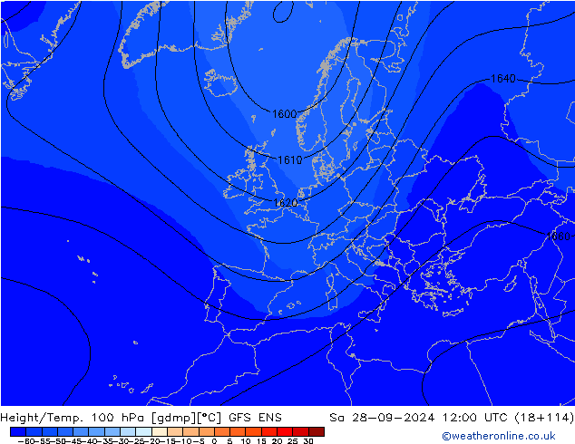 Height/Temp. 100 гПа GFS ENS сб 28.09.2024 12 UTC