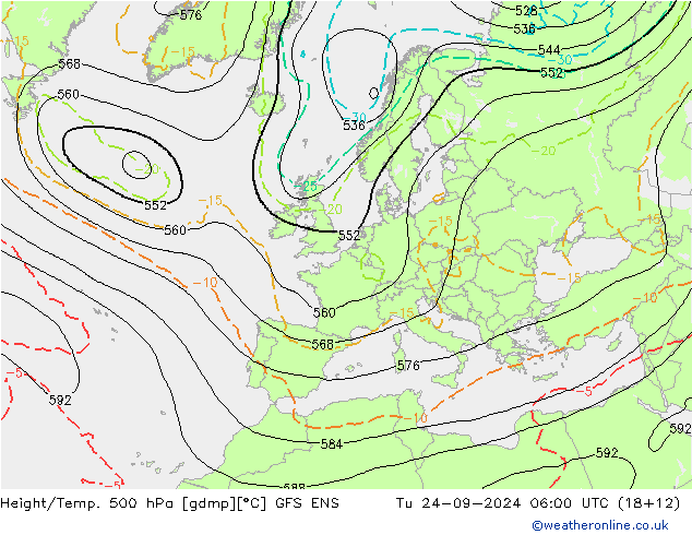 Hoogte/Temp. 500 hPa GFS ENS di 24.09.2024 06 UTC