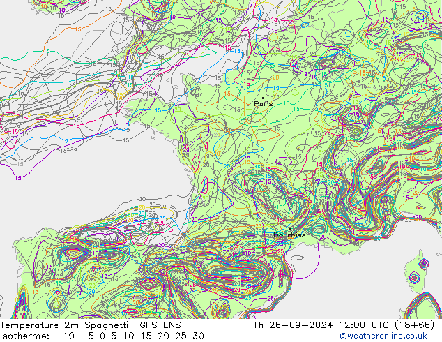 Sıcaklık Haritası 2m Spaghetti GFS ENS Per 26.09.2024 12 UTC