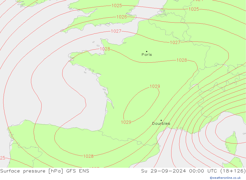 Surface pressure GFS ENS Su 29.09.2024 00 UTC