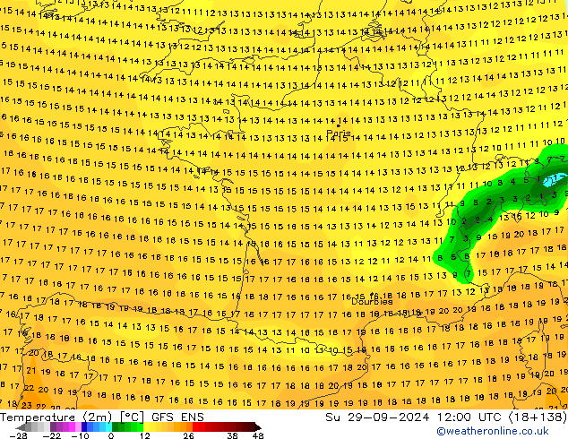 Temperature (2m) GFS ENS Su 29.09.2024 12 UTC