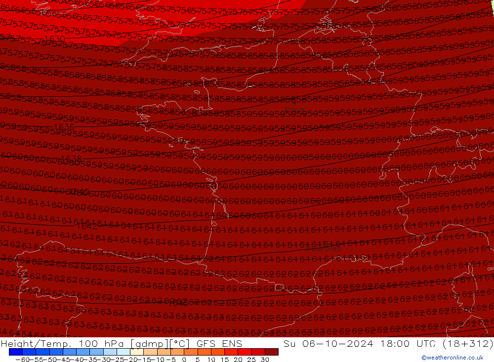 Hoogte/Temp. 100 hPa GFS ENS zo 06.10.2024 18 UTC