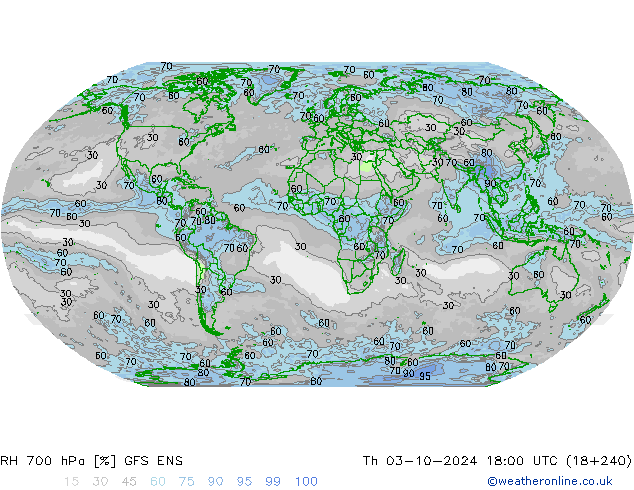 RH 700 hPa GFS ENS Čt 03.10.2024 18 UTC