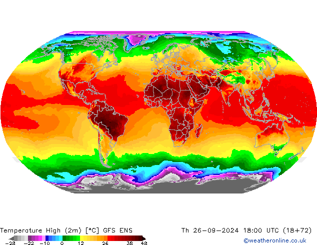 Temperature High (2m) GFS ENS Th 26.09.2024 18 UTC