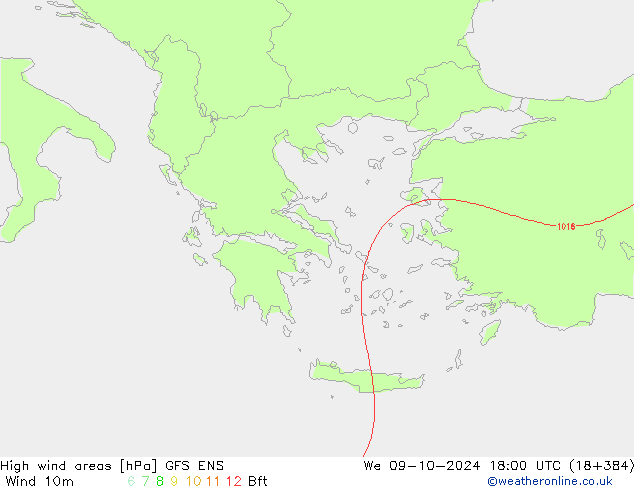 Izotacha GFS ENS śro. 09.10.2024 18 UTC