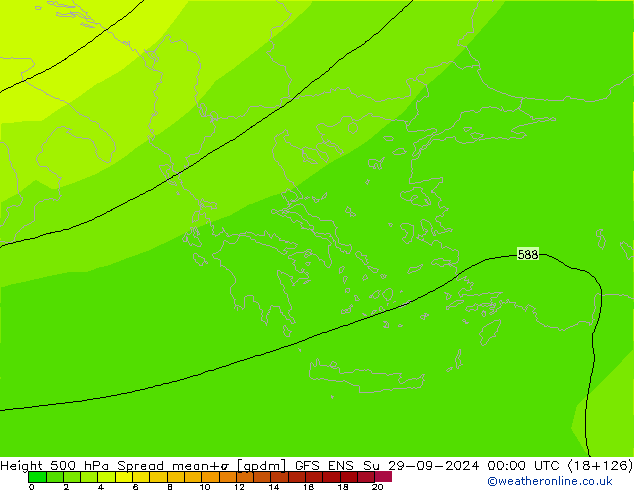 500 hPa Yüksekliği Spread GFS ENS Paz 29.09.2024 00 UTC