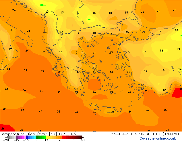 temperatura máx. (2m) GFS ENS Ter 24.09.2024 00 UTC