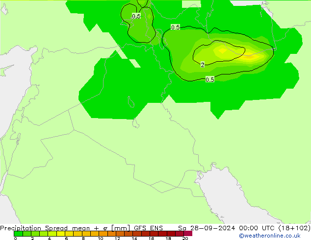 Precipitation Spread GFS ENS Sa 28.09.2024 00 UTC