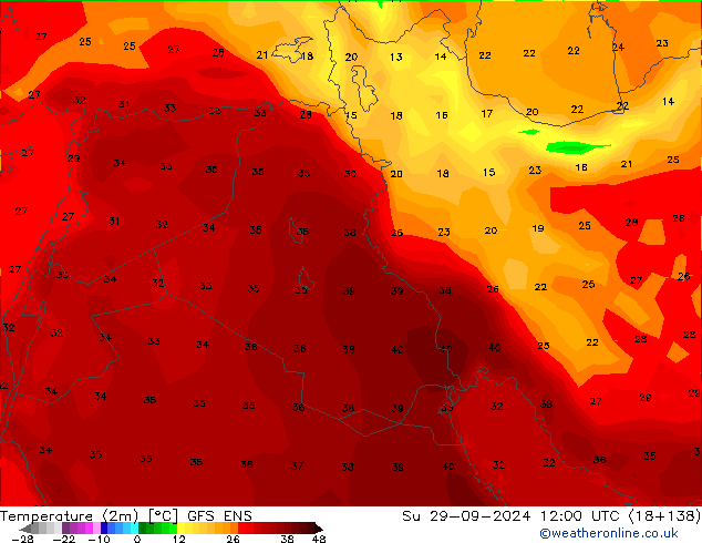 Temperature (2m) GFS ENS Su 29.09.2024 12 UTC