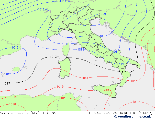 Surface pressure GFS ENS Tu 24.09.2024 06 UTC