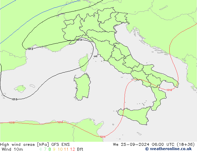 High wind areas GFS ENS mer 25.09.2024 06 UTC